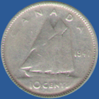 10 центов Канады 1947 года